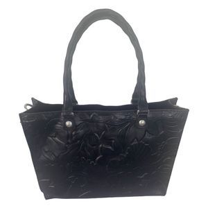 Patricia Nash Black Leather Cutout Mini Tote